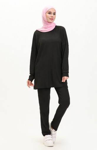 Stofftunika mit Hose Doppelset 1002-05 Schwarz 1002-05