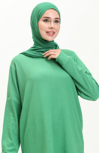 Bürümcük Kumaş Tunik Pantolon İkili Takım 1002-06 Yeşil