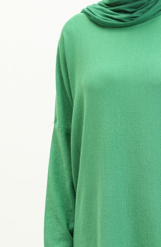 Bürümcük Kumaş Tunik Pantolon İkili Takım 1002-06 Yeşil