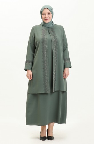 Robe de Soirée Grande Taille 6092-05 Vert Noisette  6092-05