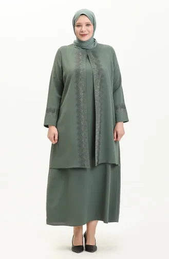 Robe de Soirée Grande Taille 6092-05 Vert Noisette  6092-05