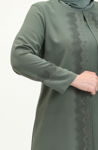 Robe de Soirée Grande Taille 6092-05 Vert Noisette  6092-05