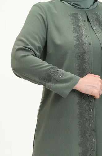 Robe de Soirée Grande Taille 6092-05 Vert Noisette 6092-05