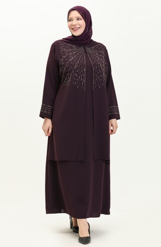 Robe de Soirée Grande Taille 6101-02 Plum 6101-02