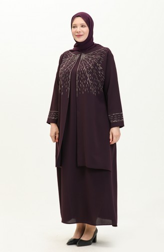 Robe de Soirée Grande Taille 6101-02 Plum 6101-02