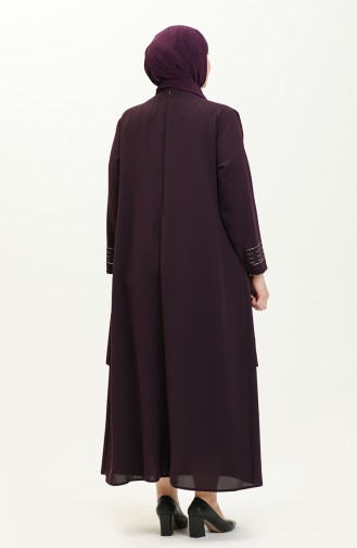 Übergröße Stein gedruckt Abendkleid 6101-02 Lila 6101-02