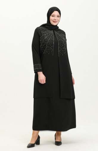 Robe de Soirée Grande Taille 6101-04 Noir 6101-04