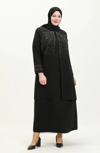 Robe de Soirée Grande Taille 6101-04 Noir 6101-04