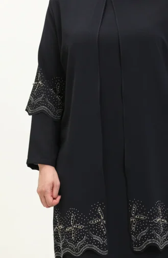 Robe de Soirée Grande Taille 6102-01 Bleu Marine 6102-01