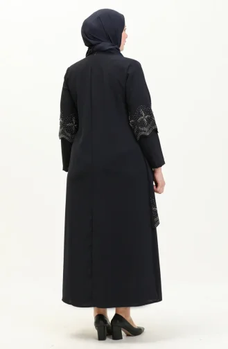Robe de Soirée Grande Taille 6102-01 Bleu Marine 6102-01
