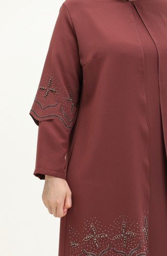 Übergröße Stein gedruckt Abendkleid 6102-02 Dunkle Rose  6102-02