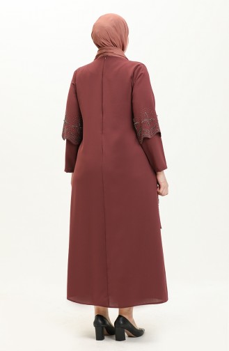Übergröße Stein gedruckt Abendkleid 6102-02 Dunkle Rose  6102-02