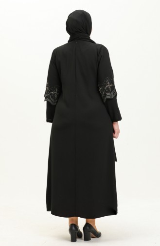 Plus Size Suit Look Stone Evening Dress 6102-03 Black 6102-03