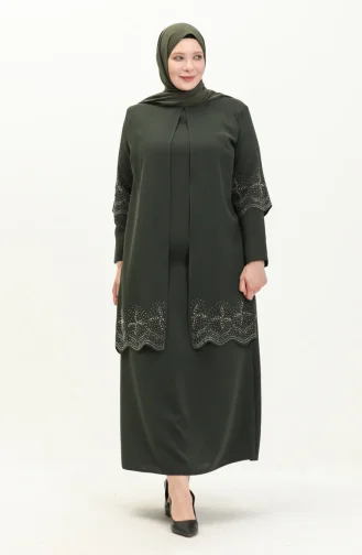 Robe de Soirée Grande Taille 6102-04 Khaki 6102-04