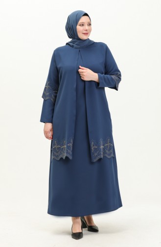 Robe de Soirée Grande Taille 6102-05 İndigo 6102-05