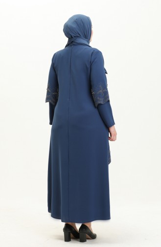 Robe de Soirée Grande Taille 6102-05 İndigo 6102-05