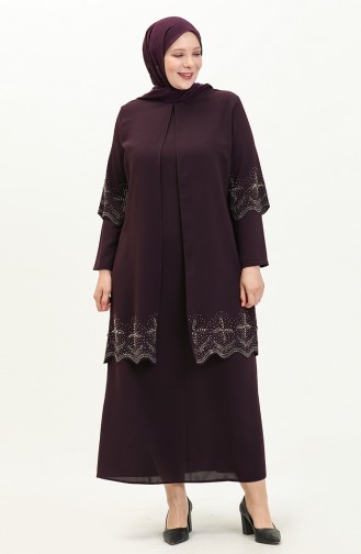 Robe de Soirée Grande Taille 6102-06 Plum 6102-06