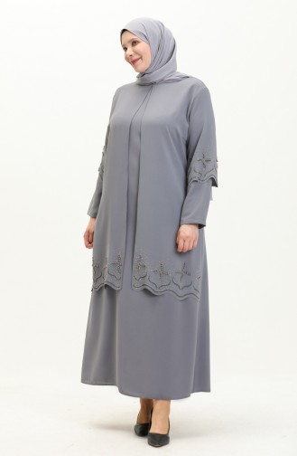 Übergröße Abendkleid im Anzuglook aus Stein 6102-07 Grau 6102-07