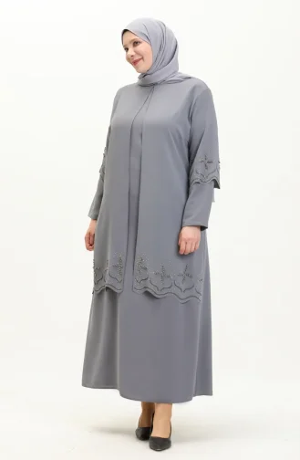 Übergröße Abendkleid im Anzuglook aus Stein 6102-07 Grau 6102-07