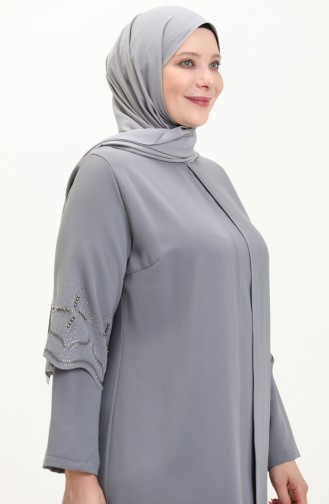 Robe de Soirée Grande Taille 6102-07 Gris 6102-07