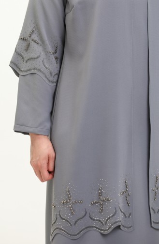 Robe de Soirée Grande Taille 6102-07 Gris 6102-07