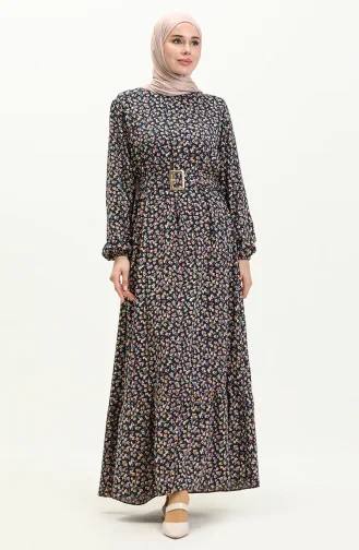 Navy Blue Hijab Dress 2203-01