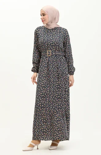 Navy Blue Hijab Dress 2203-01