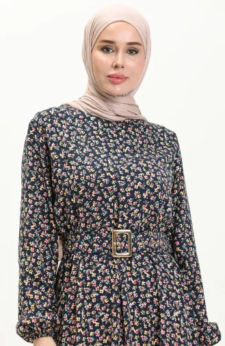 Navy Blue Hijab Dress 2203-01