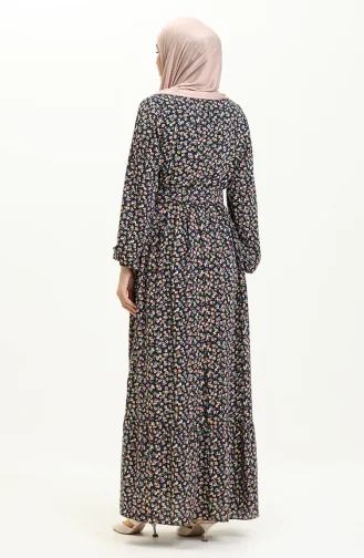 Navy Blue Hijab Dress 2203-01