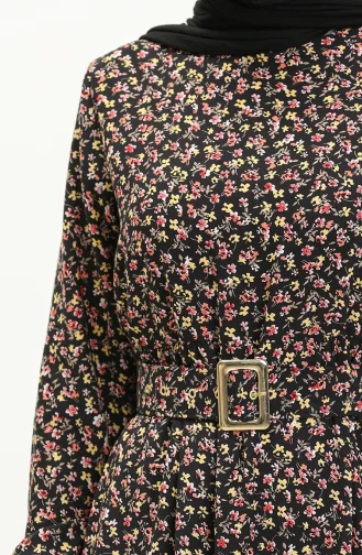 Robe Viscose à Motifs 2203-04 Noir 2203-04