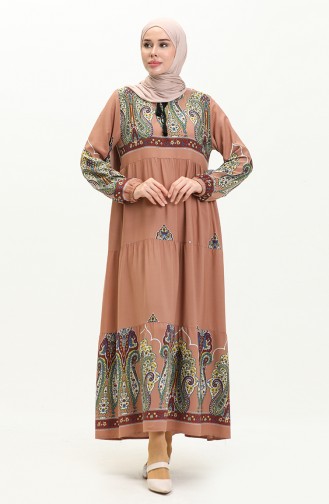 Patterned Viscose Dress 4073-07 Copper 4073-07