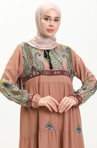 Patterned Viscose Dress 4073-07 Copper 4073-07