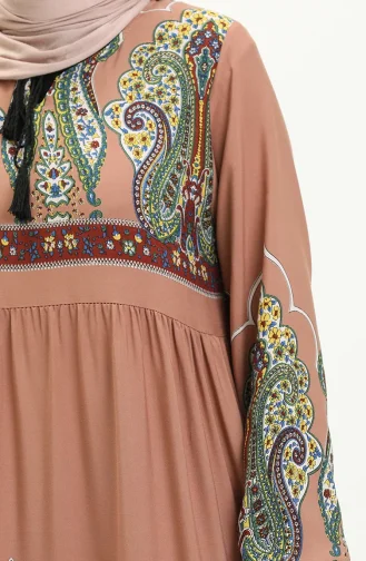 فستان فيسكوز منقوش 4073-07 نحاسي 4073-07