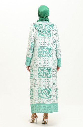 Viscose Hooded Long Tunic 24Y9024-02 Green white 24Y9024-02