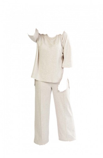 Worteks Büyük Beden Düşük Omuzlu Kısa Kol Pijama Takım 1041210160 Gri Melanj
