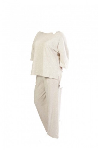 Worteks Büyük Beden Düşük Omuzlu Kısa Kol Pijama Takım 1041210160 Gri Melanj