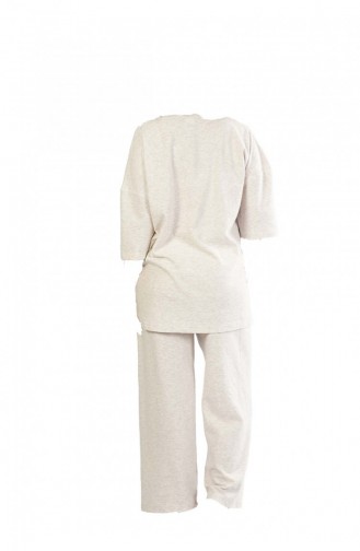 Worteks Büyük Beden Düşük Omuzlu Kısa Kol Pijama Takım 1041210160 Gri Melanj