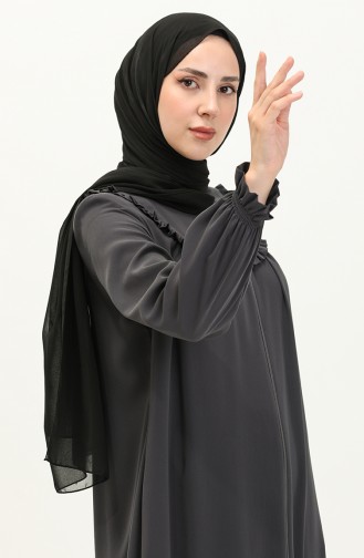 Abaya en Soie de Medine 3023-01 Fumé  3023-01