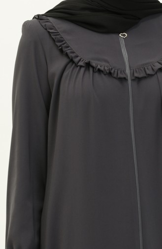 Medina Silk Frilly Yoke Abaya 3023-01 Smoke-Colored 3023-01