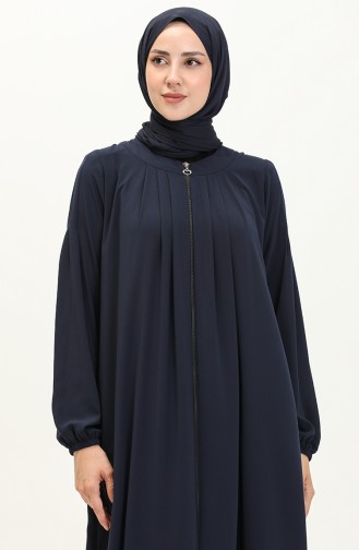 Medina Silk Pleated Abaya 3024-01 Dark Blue 3024-01