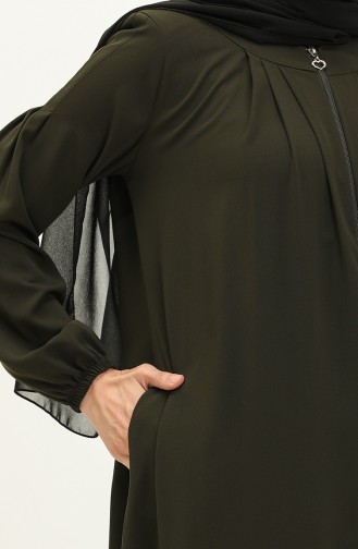 Medina Silk Pleated Abaya 3024-02 Khaki 3024-02