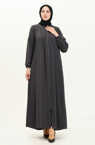 Medina Silk Pleated Abaya 3024-03 Smoke Colored 3024-03