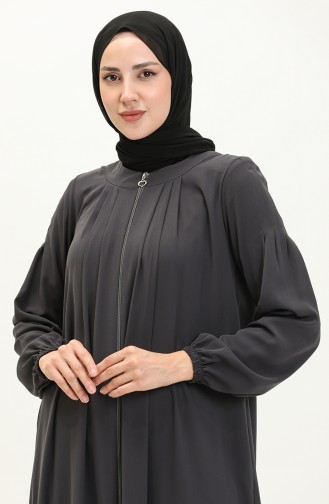 Medina Silk Pleated Abaya 3024-03 Smoke Colored 3024-03