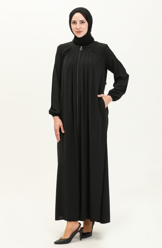 Medina Silk Pleated Abaya 3024-04 Black 3024-04