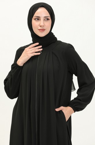 Medina Silk Pleated Abaya 3024-04 Black 3024-04