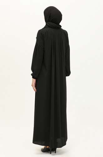 Medina Silk Pleated Abaya 3024-04 Black 3024-04