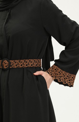 Abaya à Ceinture en Soie Médina 24Y9022-03 Noir 24Y9022-03