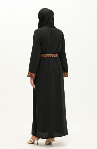 Abaya à Ceinture en Soie Médina 24Y9022-03 Noir 24Y9022-03