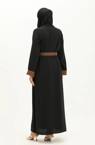 Abaya à Ceinture en Soie Médina 24Y9022-03 Noir 24Y9022-03