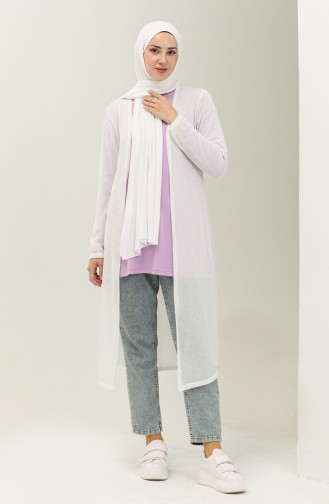 Plain Long Cardigan 8618-01 Ecru 8618-01